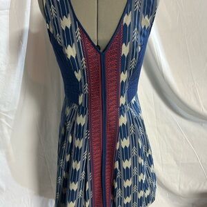 Blue and Red Patterned Dress